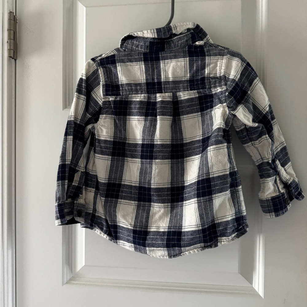 Cat & Jack Navy Blue and White Button Down Shirt